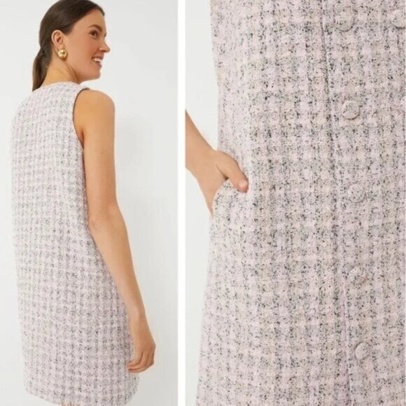 Pomander Place | NEW Peony Tweed Bianca Sleeveless Crewneck Mini Dress Size L - Picture 3 of 12